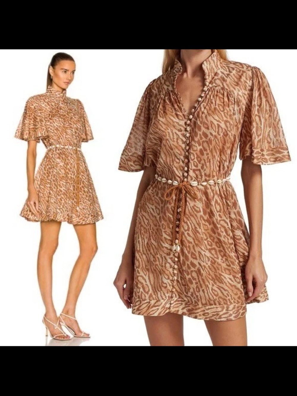 Zimmermann Tropicana Flutter Sleeve Mini Dress Size 0
